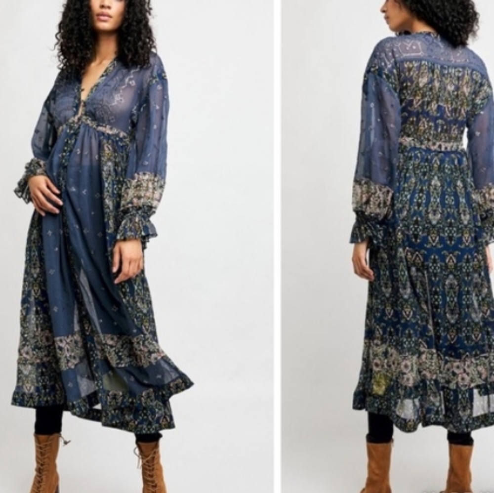 Free People Samira Maxi Cover-up in Midnight Combo
